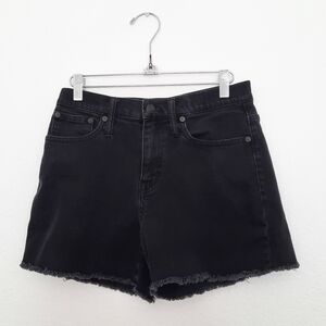 Madewell Black Raw Hem High-Waisted Denim Shorts 25